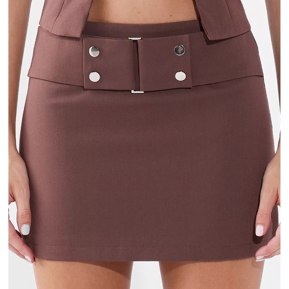 BY.DYLN Ren Buckle Detail Low-Rise Mini Skirt Brown Size XS
